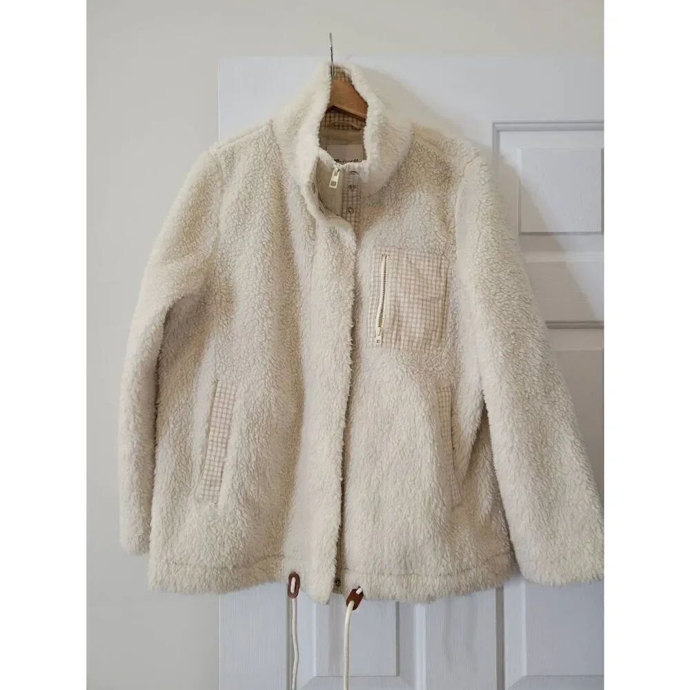 Madewell (Re)Sourced Sherpa Zip Jacket Cream Off White Size L
